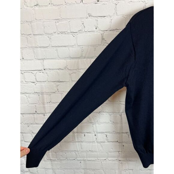 J.HILBURN blue wool cashmere 1/4 button knit mens sweater pullover size M - Picture 4 of 8